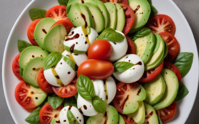 Ensalada caprese con aguacate